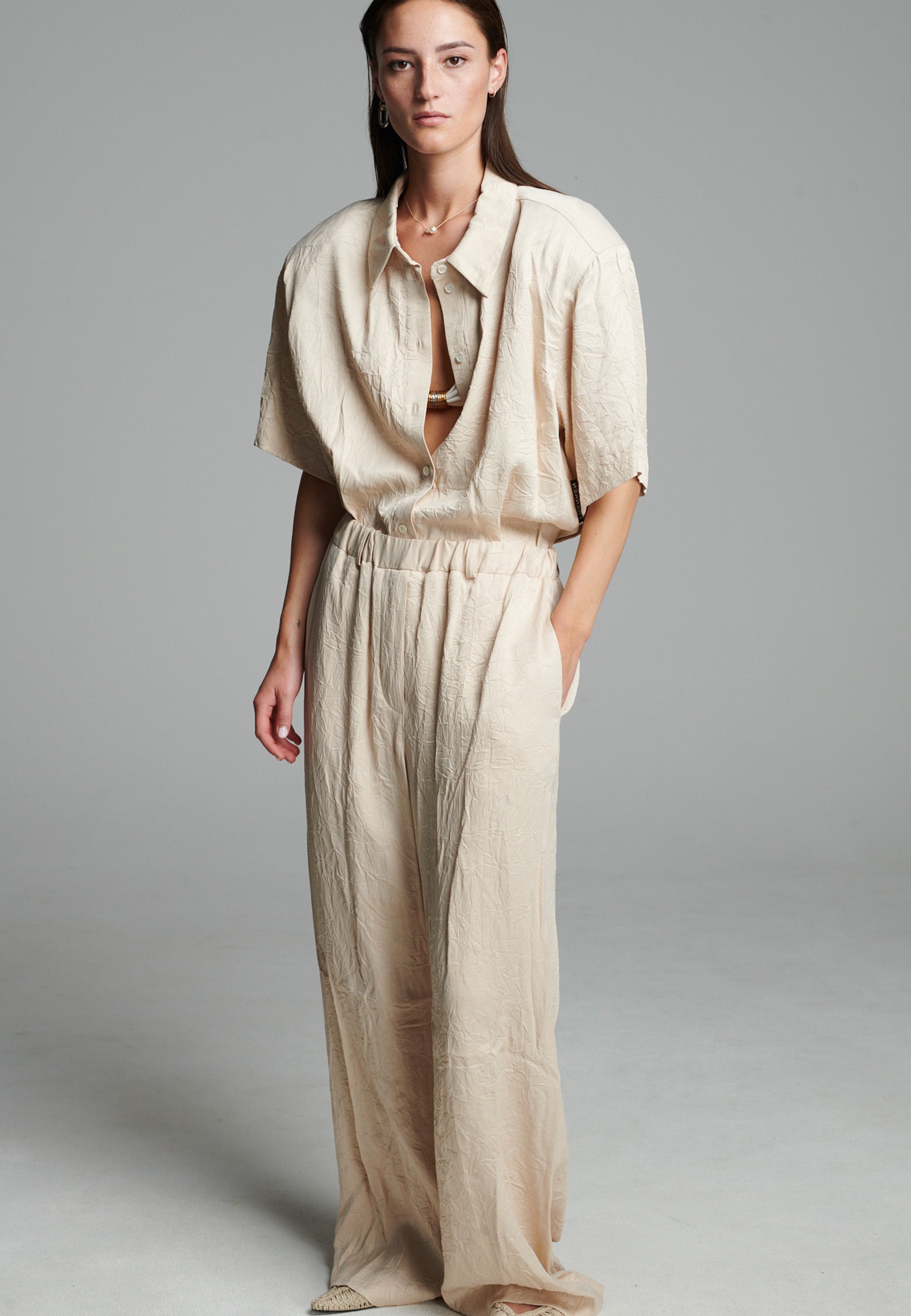 Cross Crushed Pants Butter
